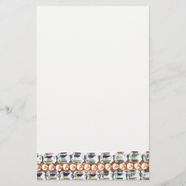 Rhinestones and pearls - vintage jewellery stationery (Front)