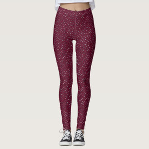 Rhinestones on dark red leggings