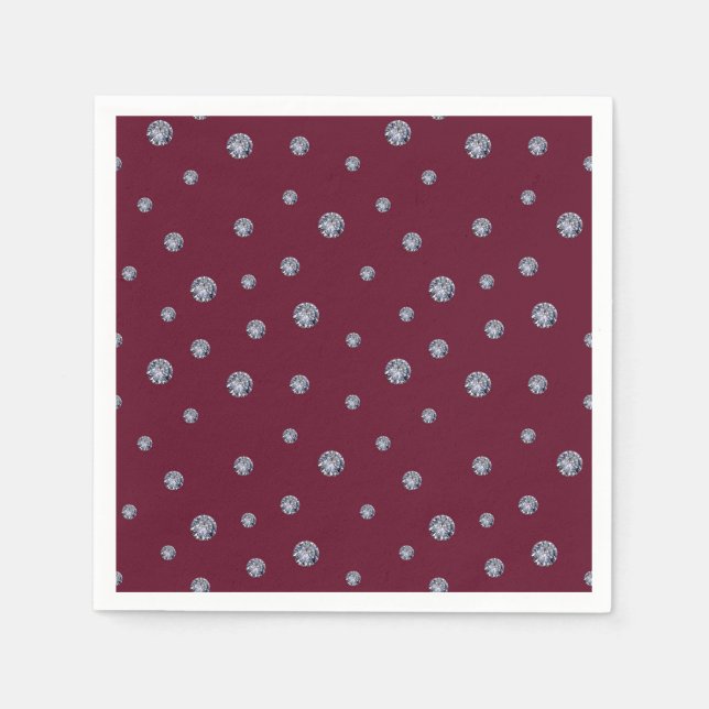 Rhinestones on dark red napkin (Front)