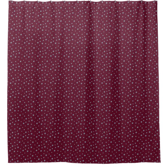 Rhinestones on dark red shower curtain (Front)