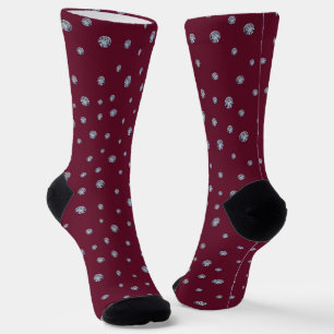 Rhinestones on dark red socks
