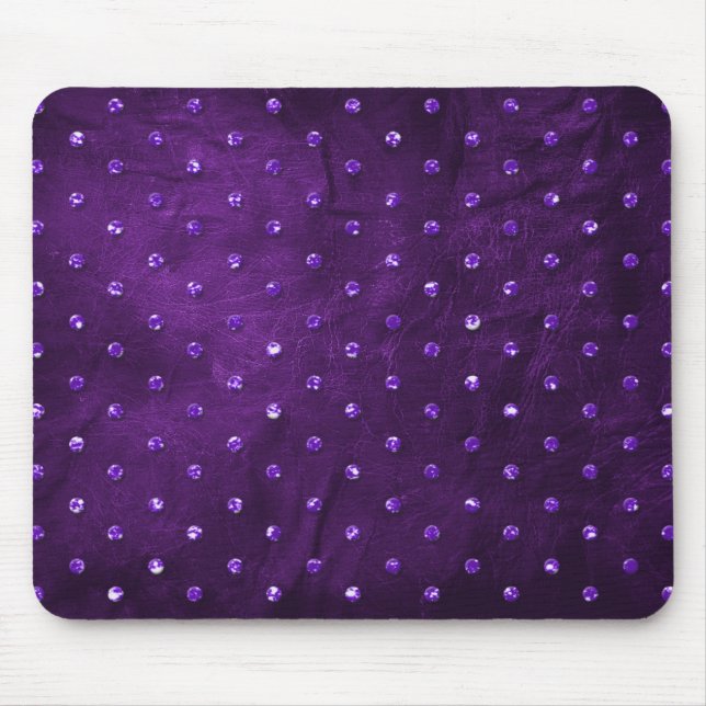Rhinestones on Purple Leather Mouse Pad (Front)