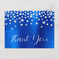 Rhinestones Royal Blue 60th Birthday Thank You