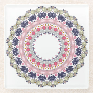 Rhinestones, sequins, confetti glass coaster