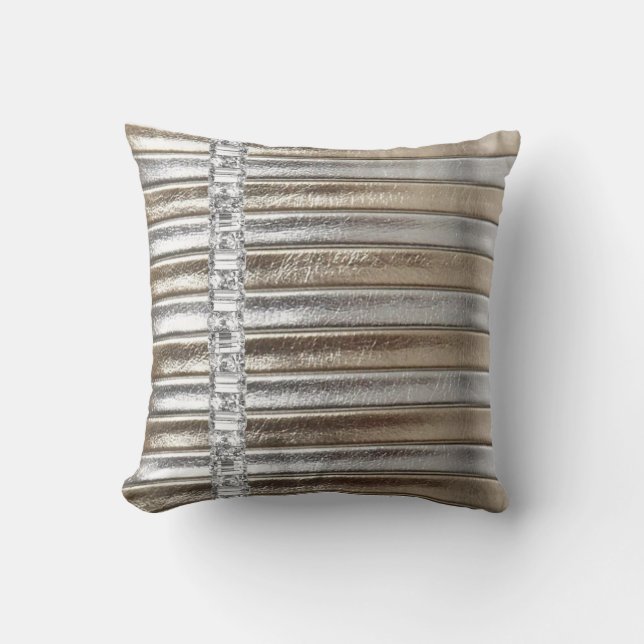Rhinestones Silver & Gold Faux Leather Pillow Set (Front)