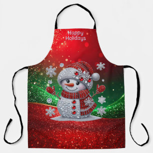 Rhinestones Snowman Holiday Apron
