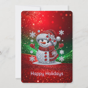 Rhinestones Snowman Holiday Card