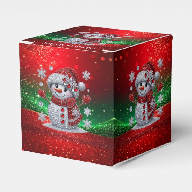 Rhinestones Snowman Holiday Favor Box (Front Side)