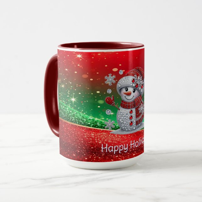 Rhinestones Snowman Holiday Mug (Front Left)