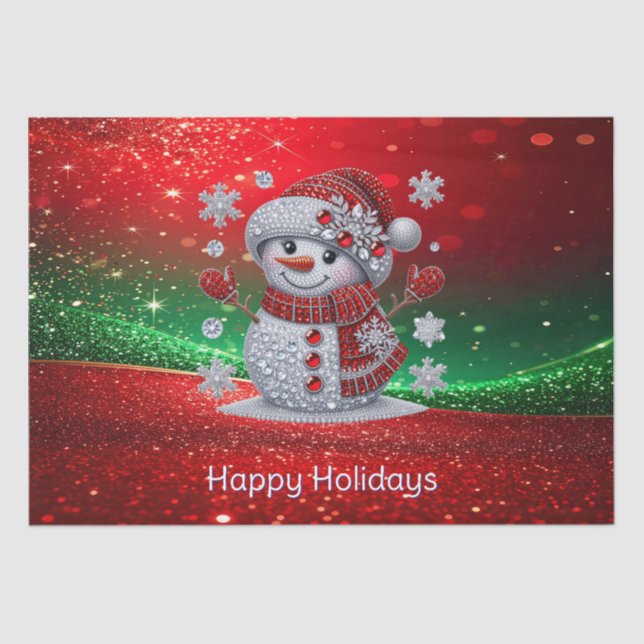 Rhinestones Snowman Holiday Tissue Paper (Front)