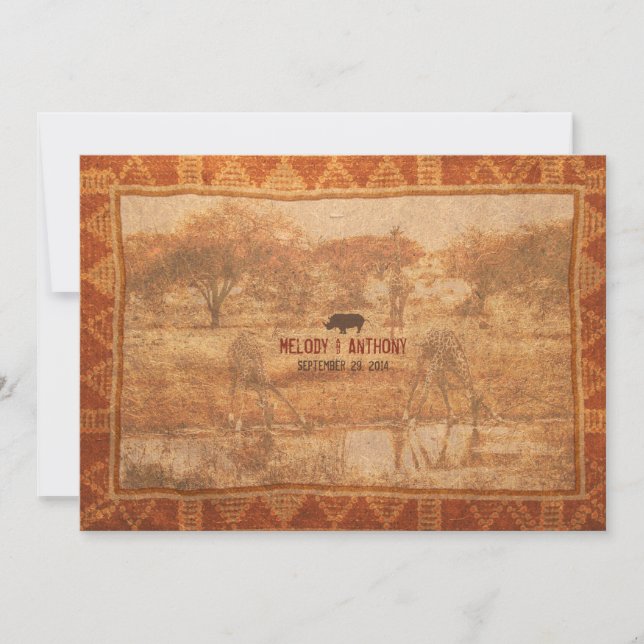 Rhino African Safari Wedding Invitation (Front)