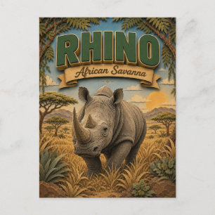 Rhino African Savanna POPCUT Postcard