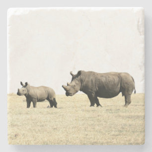 Rhino and Calf Stone Coaster