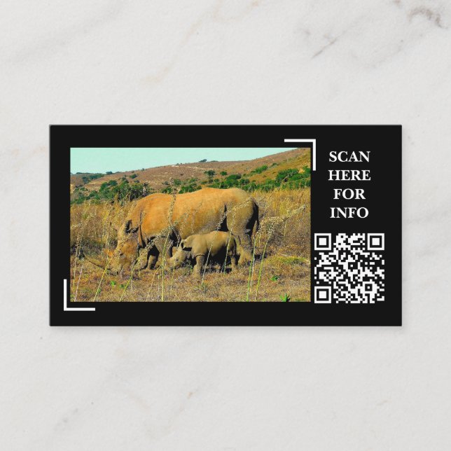 Rhino and Reeds Wildlife Photography Custom Business Card (Front)