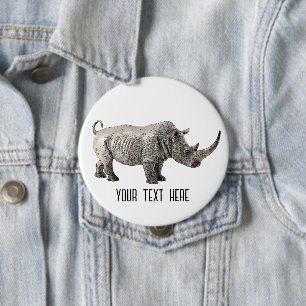 Rhino Animal Cute Adorable Custom 10 Cm Round Badge