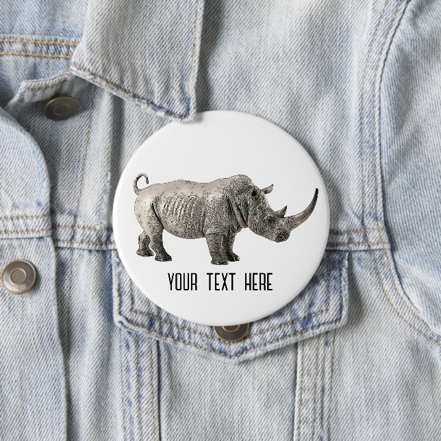 Rhino Animal Cute Adorable Custom 10 Cm Round Badge (In Situ)