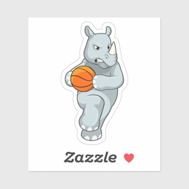 Rhino as Basketball player with Basketball (Sheet)