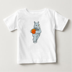 Rhino as Basketball player with Basketball Baby T-Shirt