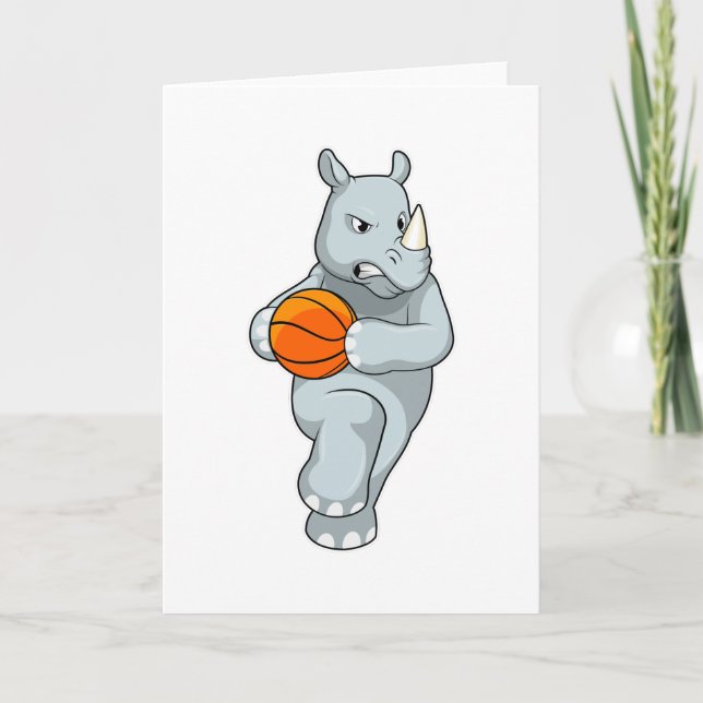 Rhino as Basketball player with Basketball Card (Front)
