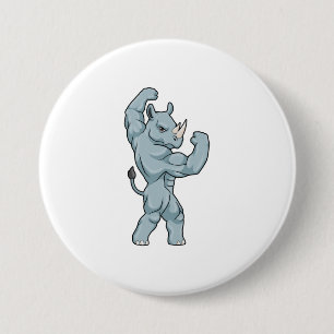 Rhino as Bodybuilder extreme 7.5 Cm Round Badge