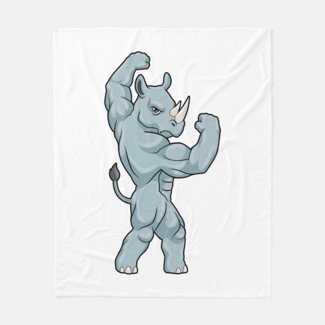 Rhino as Bodybuilder extreme Fleece Blanket (Front)