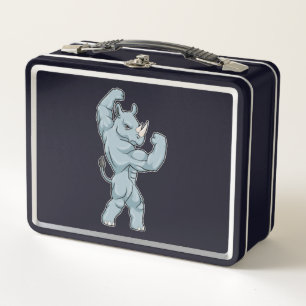 Rhino as Bodybuilder extreme Metal Lunch Box