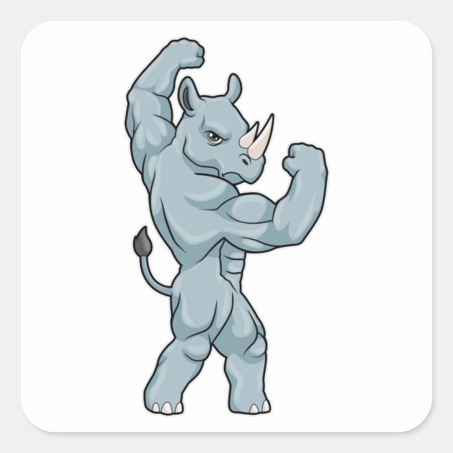 Rhino as Bodybuilder extreme Square Sticker (Front)