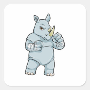 Rhino as Boxer at Boxing Square Sticker