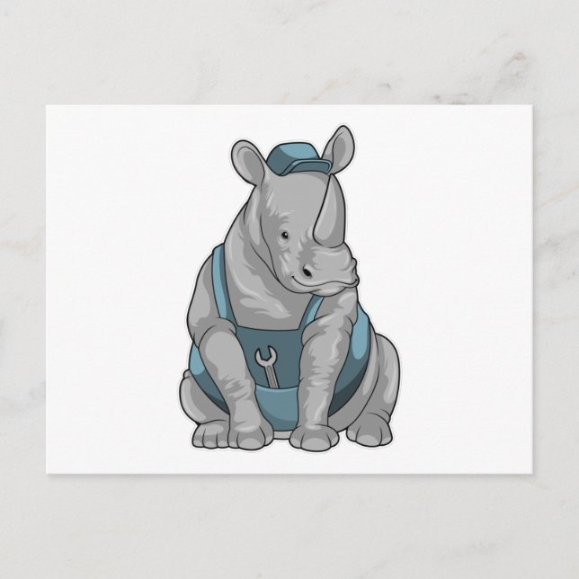 Rhino as Craftsman with Wrench Postcard (Front)