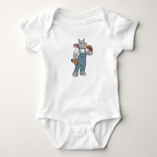 Rhino as Handyman with Water pump pliers Baby Bodysuit