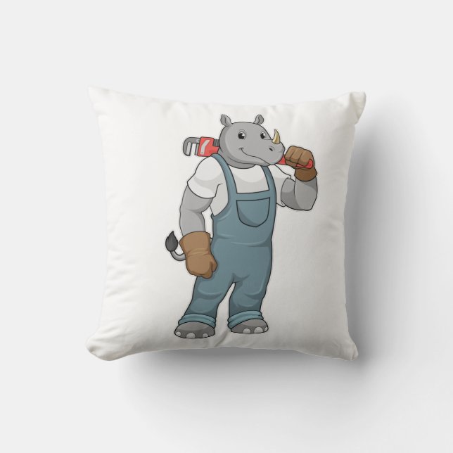 Rhino as Handyman with Water pump pliers Cushion (Front)