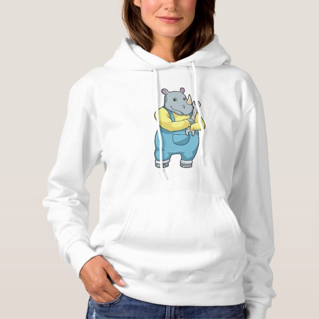 Rhino as Mechanic with Wrench Hoodie (Front)