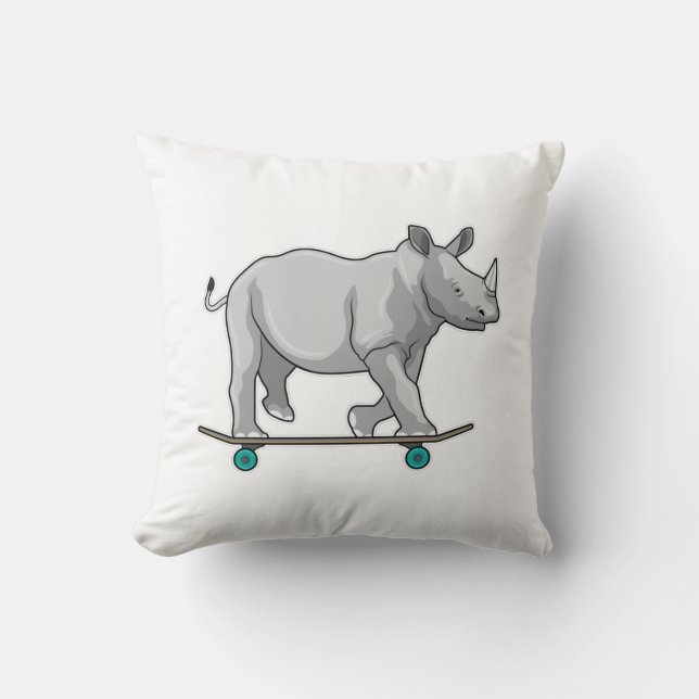 Rhino as Skater with Skateboard Cushion (Front)