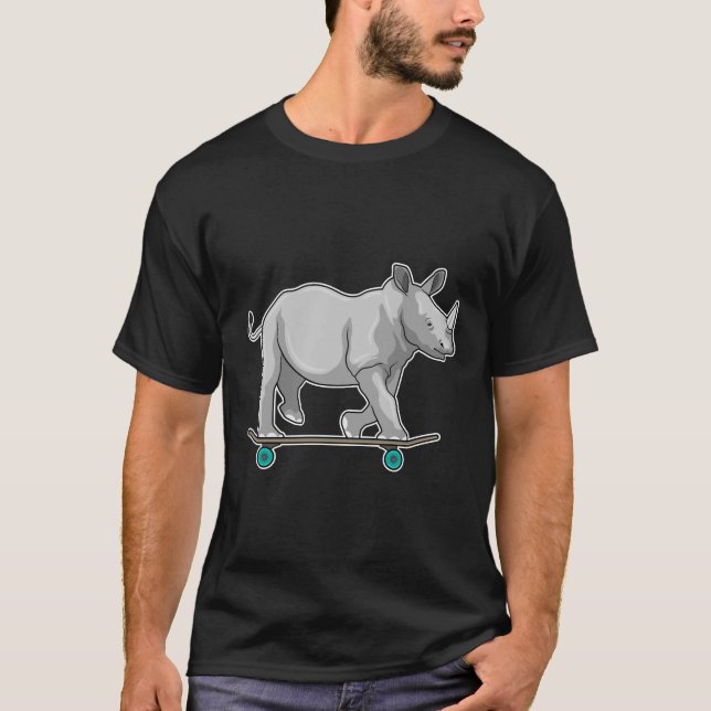Rhino as Skater with Skateboard T-Shirt (Front)