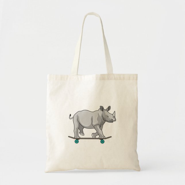 Rhino as Skater with Skateboard Tote Bag (Front)