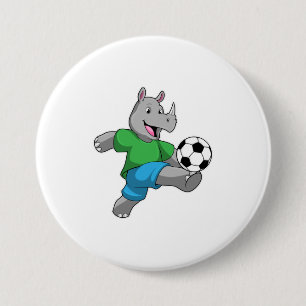 Rhino as Soccer player with Soccer 7.5 Cm Round Badge