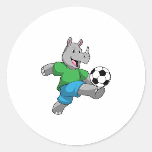 Rhino as Soccer player with Soccer Classic Round Sticker
