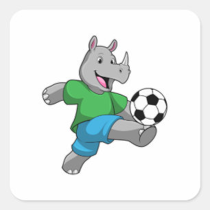 Rhino as Soccer player with Soccer Square Sticker