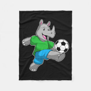 Rhino As Soccer Player With Soccer T Shirt Fleece Blanket