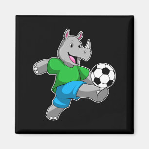 Rhino As Soccer Player With Soccer T Shirt Magnet