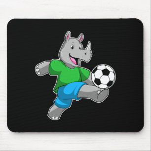 Rhino As Soccer Player With Soccer T Shirt Mouse Mat