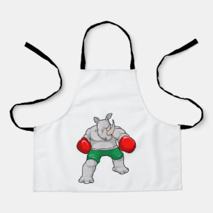 Rhino at Boxing with Boxing gloves Apron