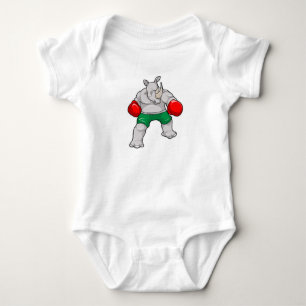 Rhino at Boxing with Boxing gloves Baby Bodysuit
