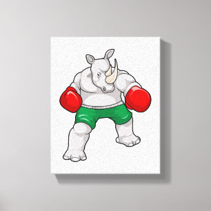 Rhino at Boxing with Boxing gloves Canvas Print