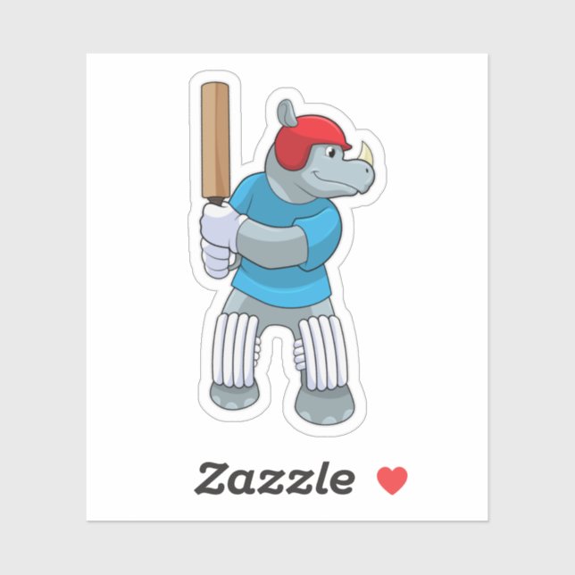 Rhino at Cricket with Cricket bat (Sheet)