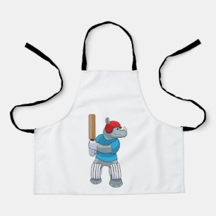 Rhino at Cricket with Cricket bat Apron