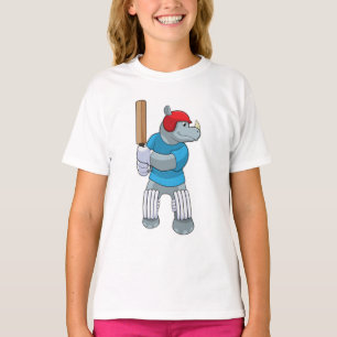 Rhino at Cricket with Cricket bat T-Shirt