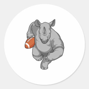 Rhino at Football Sports Classic Round Sticker
