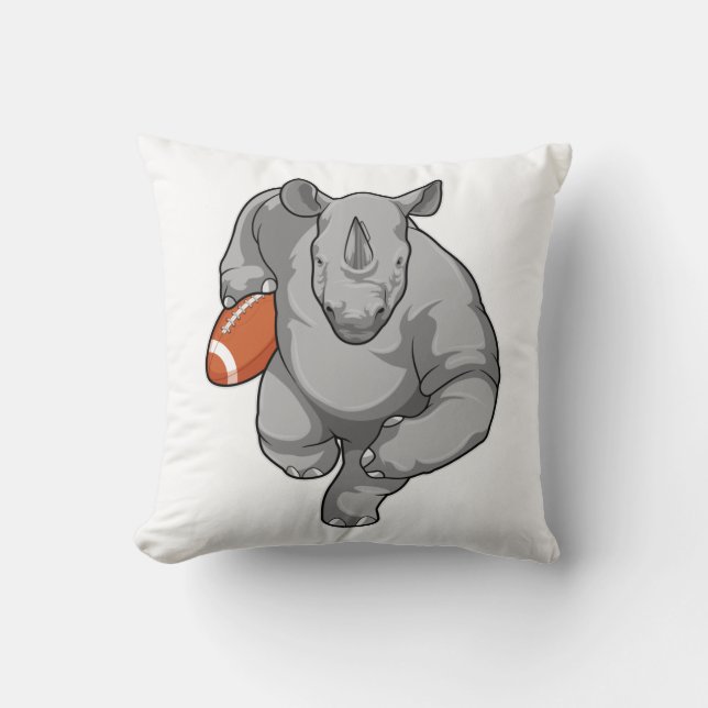 Rhino at Football Sports Cushion (Front)