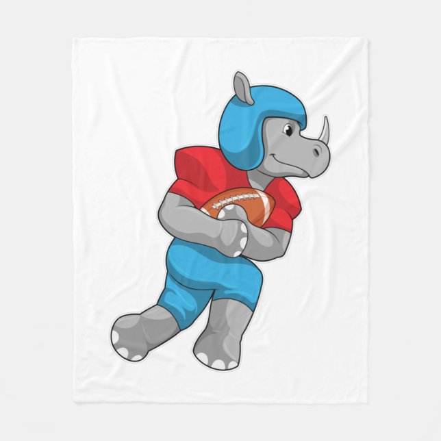 Rhino at Football Sports Fleece Blanket (Front)